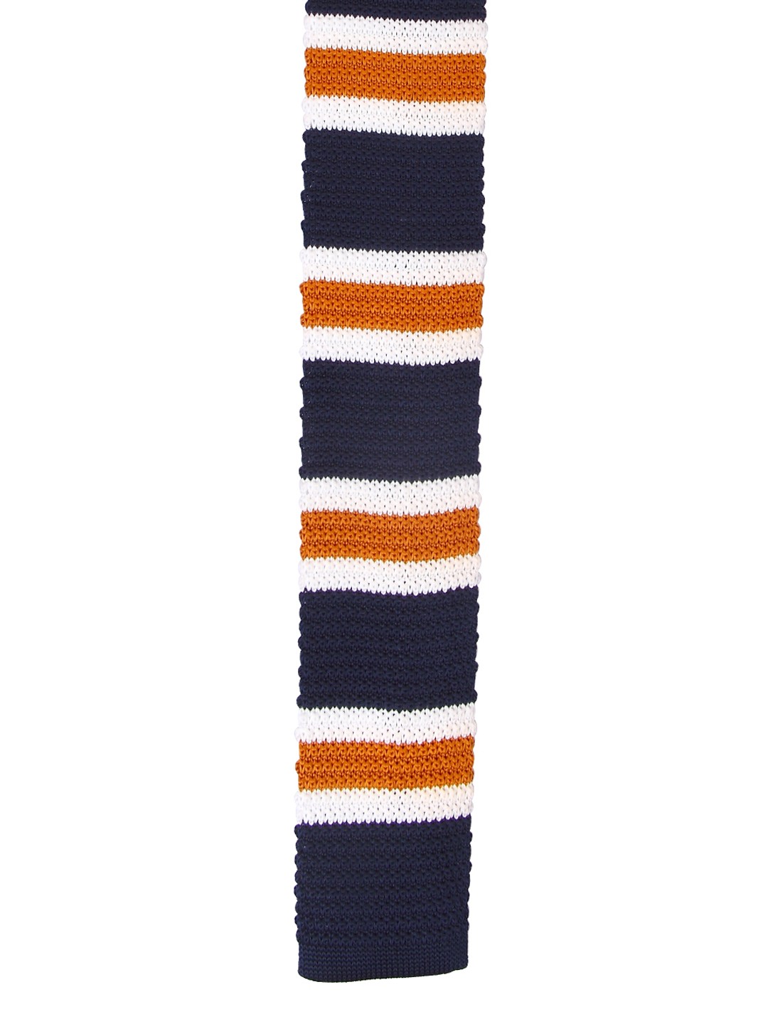 

Tossido Navy Blue & White Knitted Striped Skinny Tie
