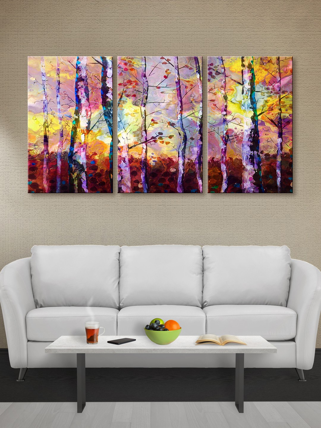

999Store Multicoloured Colourful Tree Canvas Wall Art, Multi