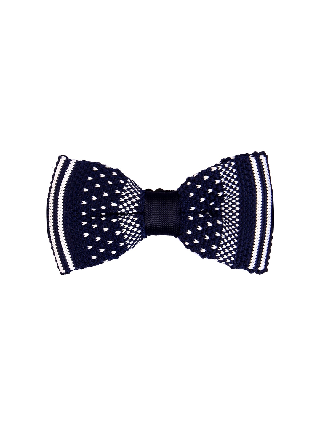 

Tossido Navy Blue & White Knitted Design Bow Tie