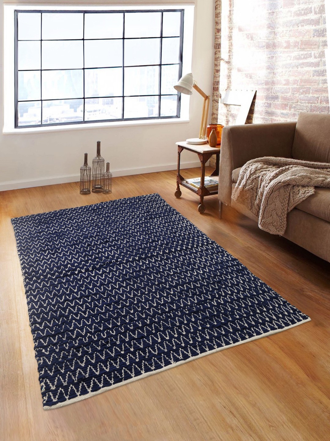 

ROMEE Blue Printed Anti-Skid Dhurrie
