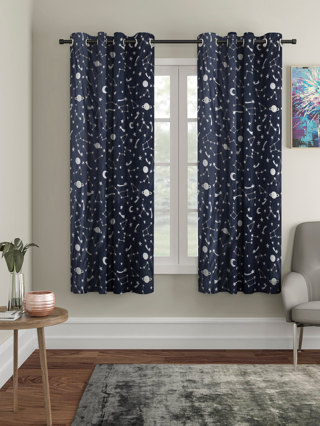 

Cortina Grey Set of 2 Glow in The Dark Window Curtains