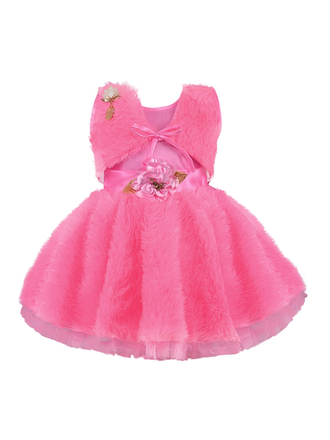 

Wish Karo Girls Pink Fit and Flare Dress with Shrug