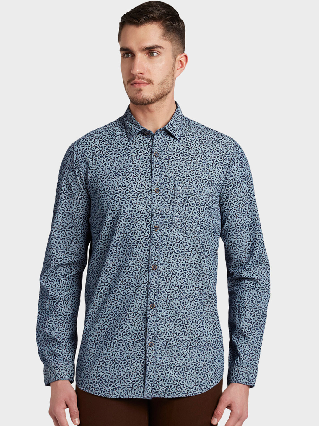 

ColorPlus Men Blue Regular Fit Printed Casual Shirt