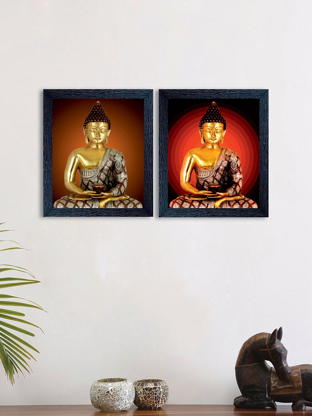 

nest ART Multicoloured Set of 2 Synthetic Wood Gautam Buddha Wall Art, Multi