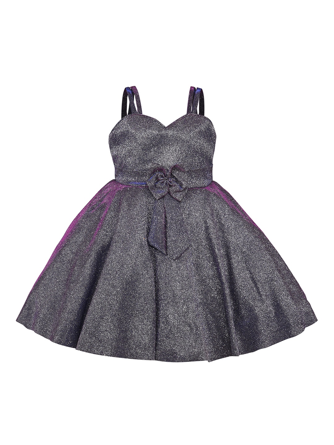 

Wish Karo Girls Grey & Purple Fit and Flare Dress