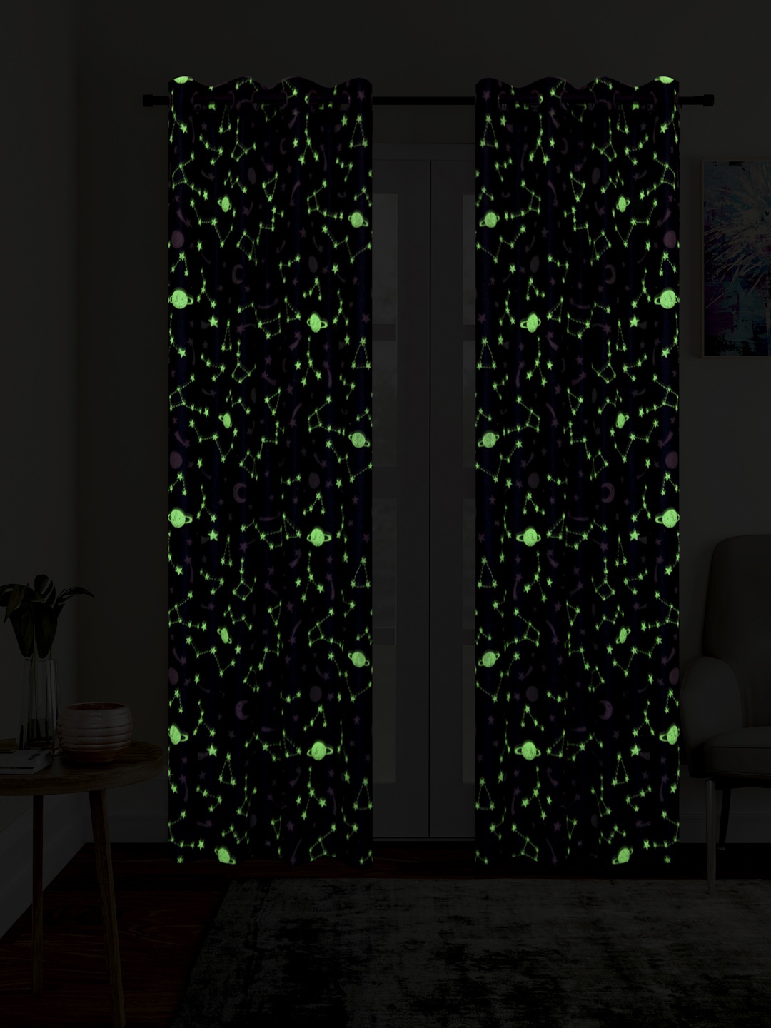 Cortina Grey Set of 2 Glow In The Dark Door Curtains