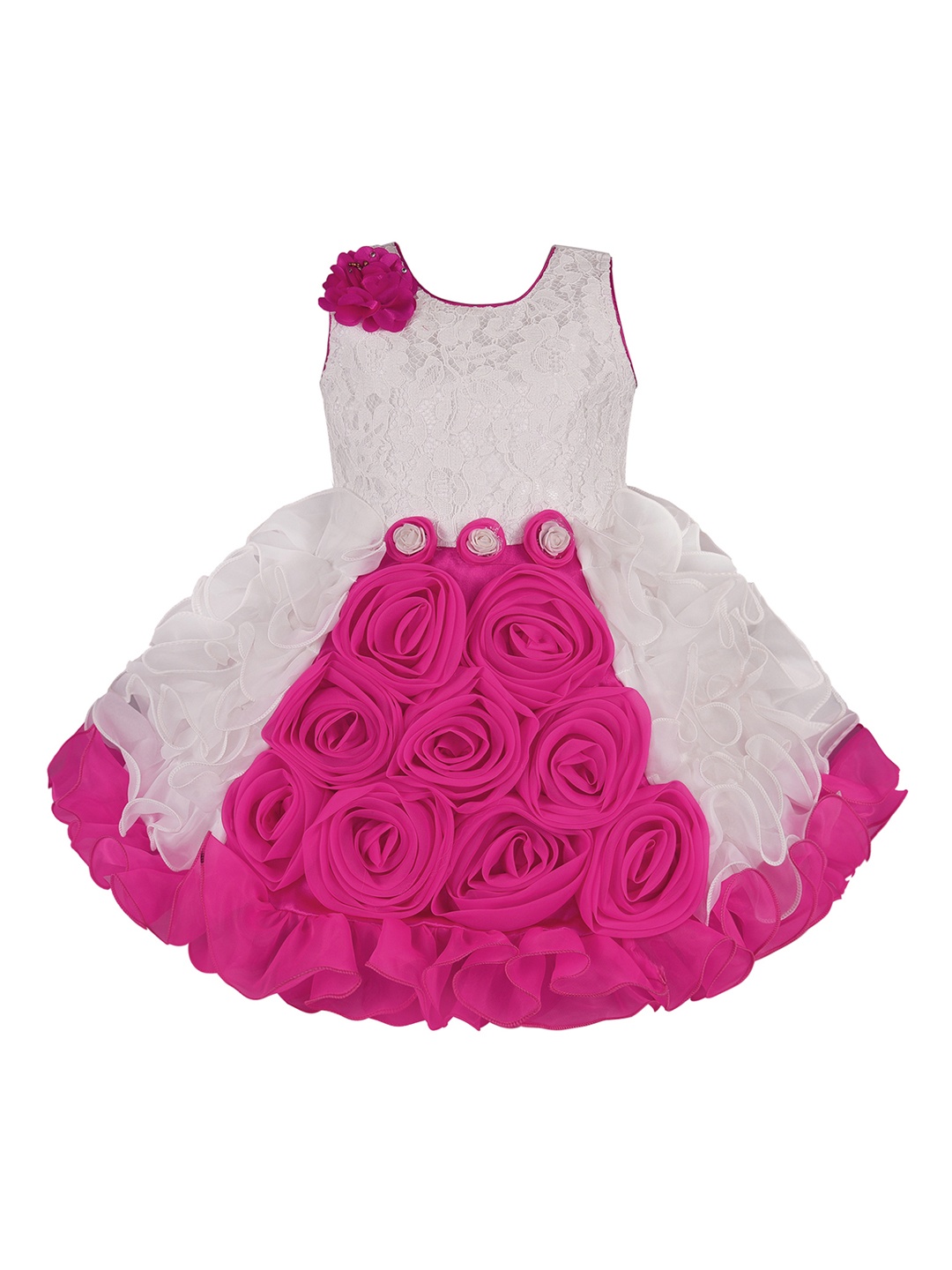 

Wish Karo Girls Pink & White Fit and Flare Dress