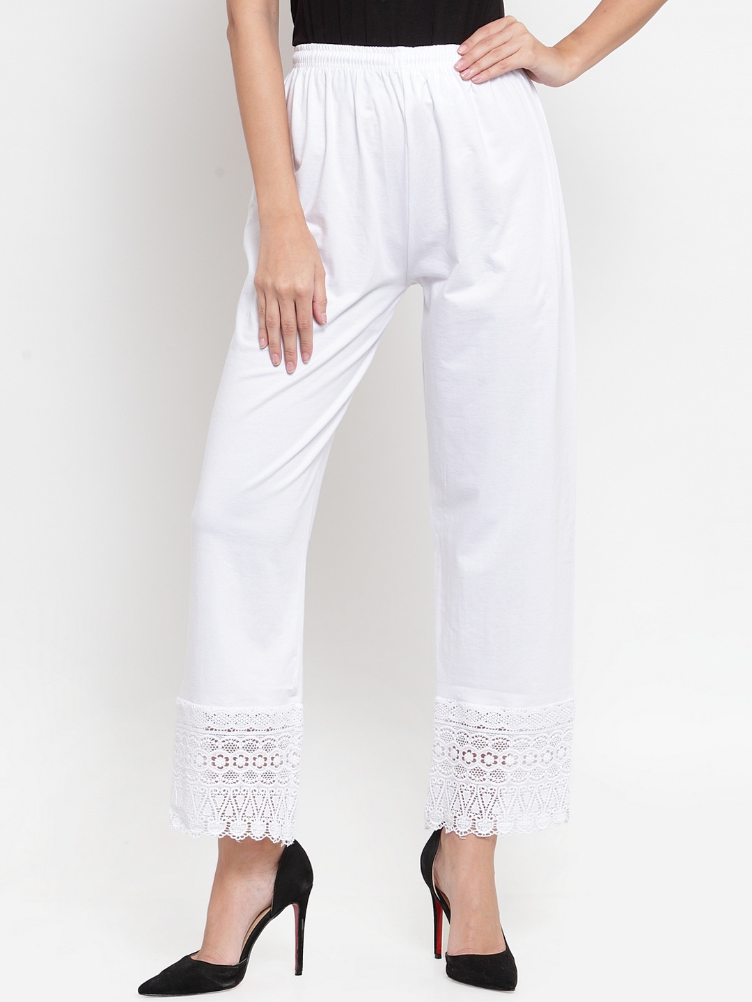 

Clora Creation Women White Solid Straight Palazzos