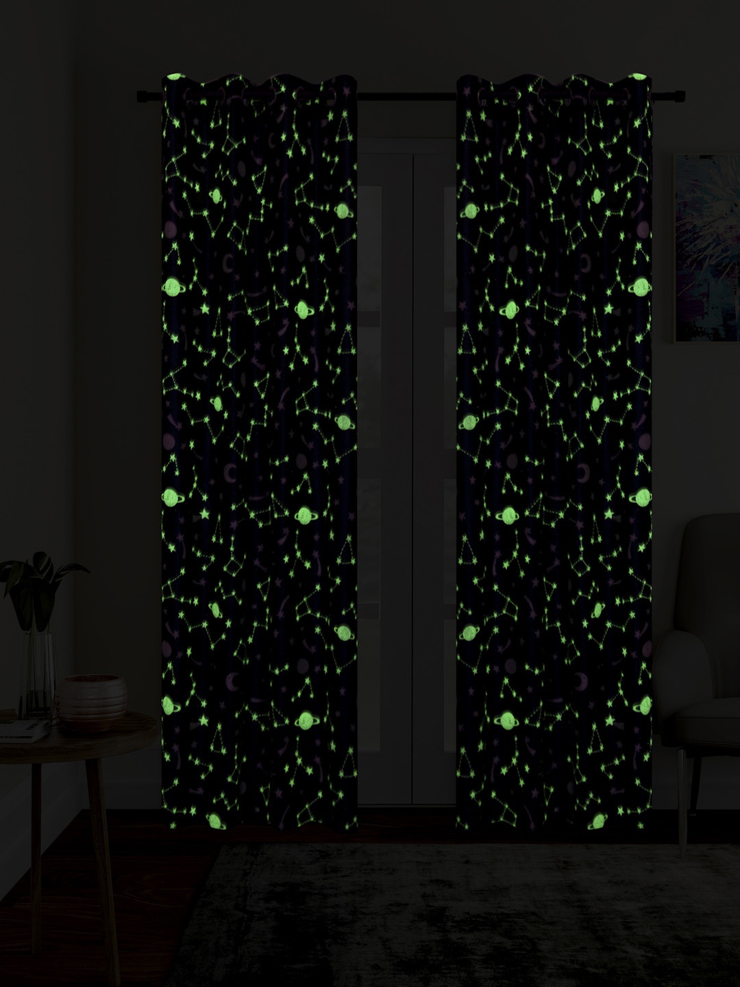 

Cortina Grey Set of 2 Glow In the Dark Long Door Curtains