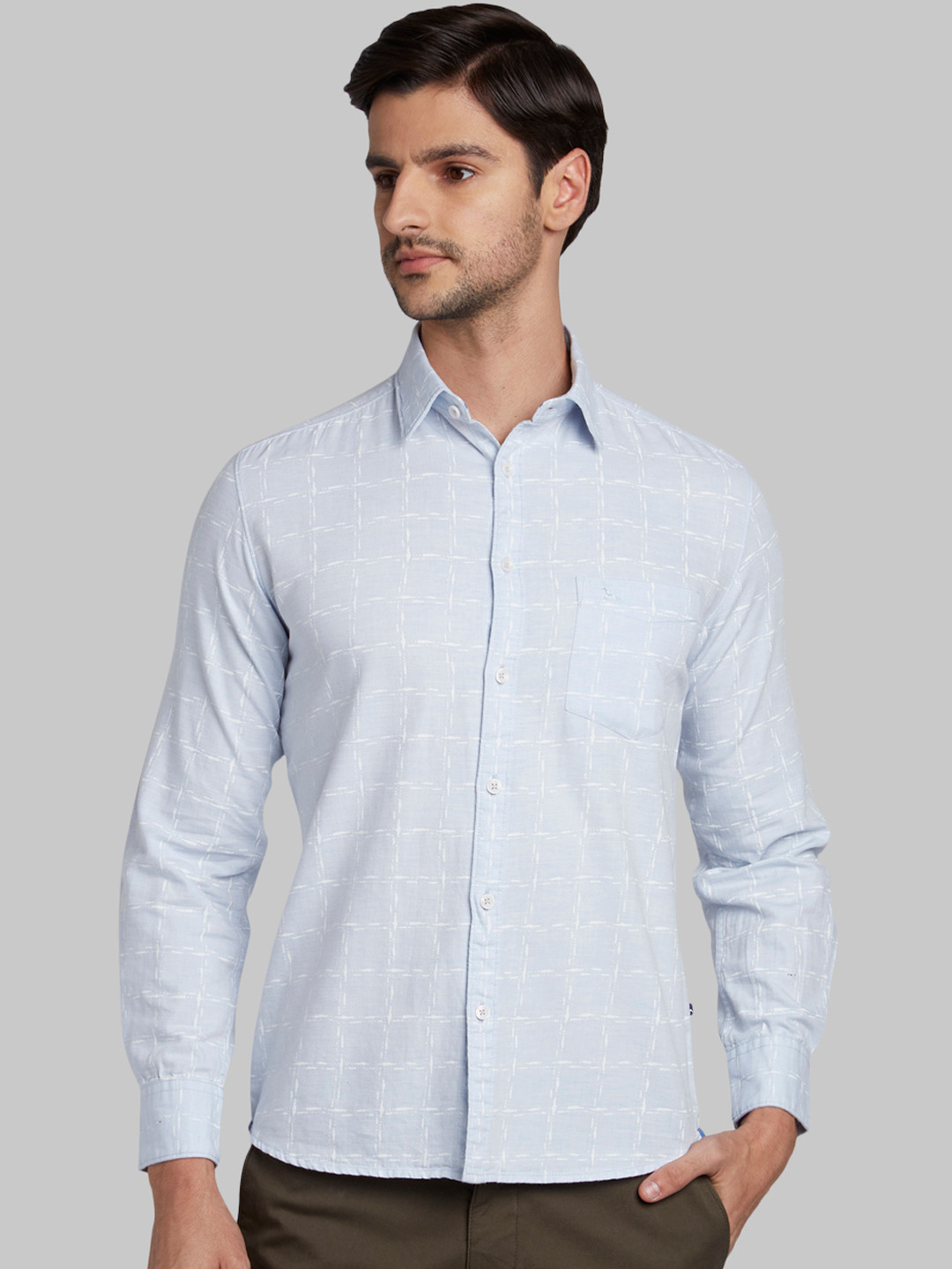 

Parx Men Blue Slim Fit Checked Casual Shirt