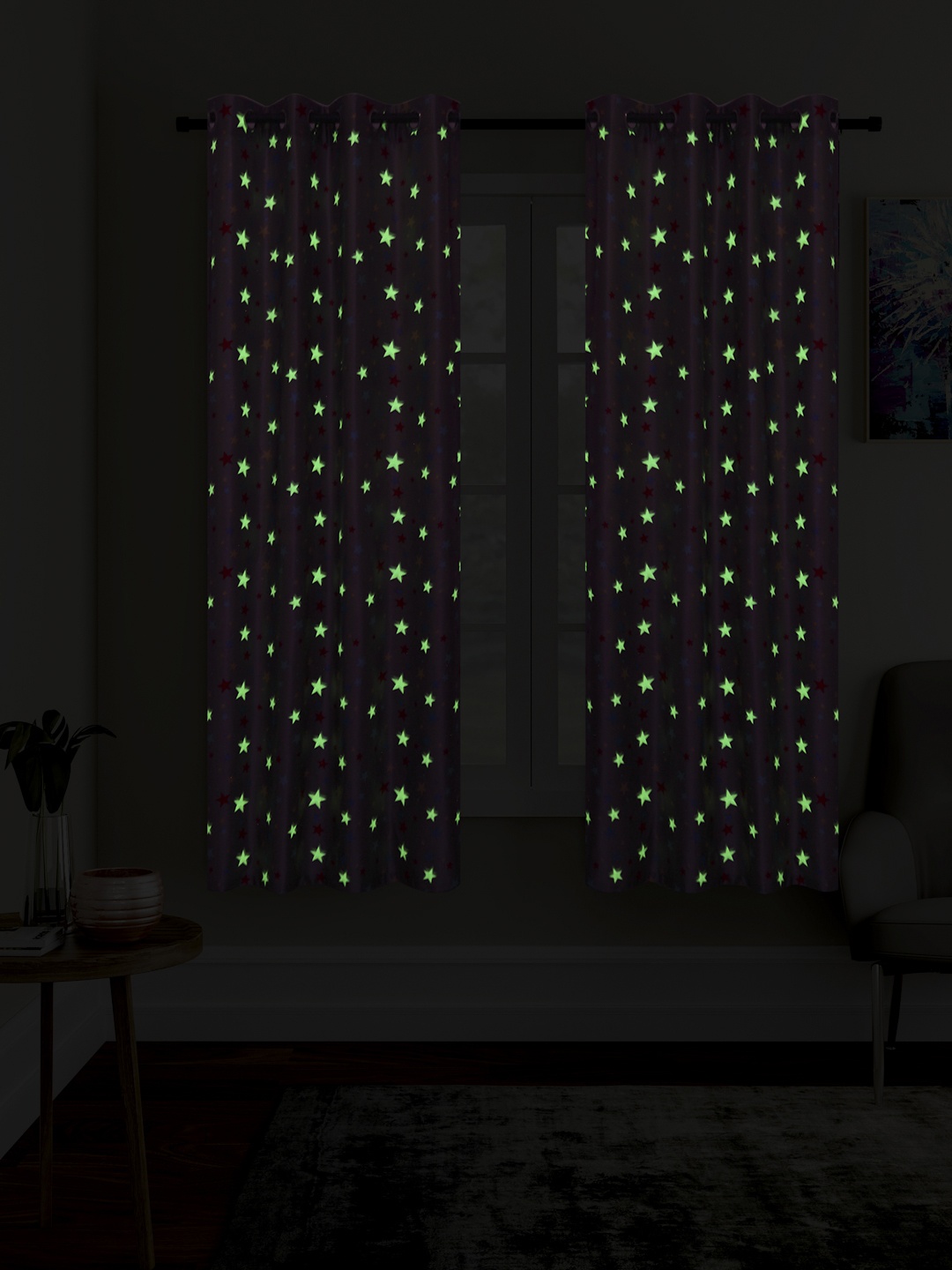 

Cortina Beige Set of 2 Glow In The Dark Window Curtains