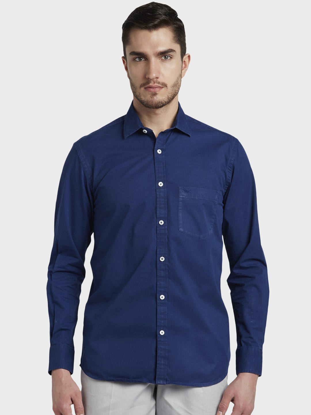 

ColorPlus Men Blue Tailored Fit Solid Casual Shirt