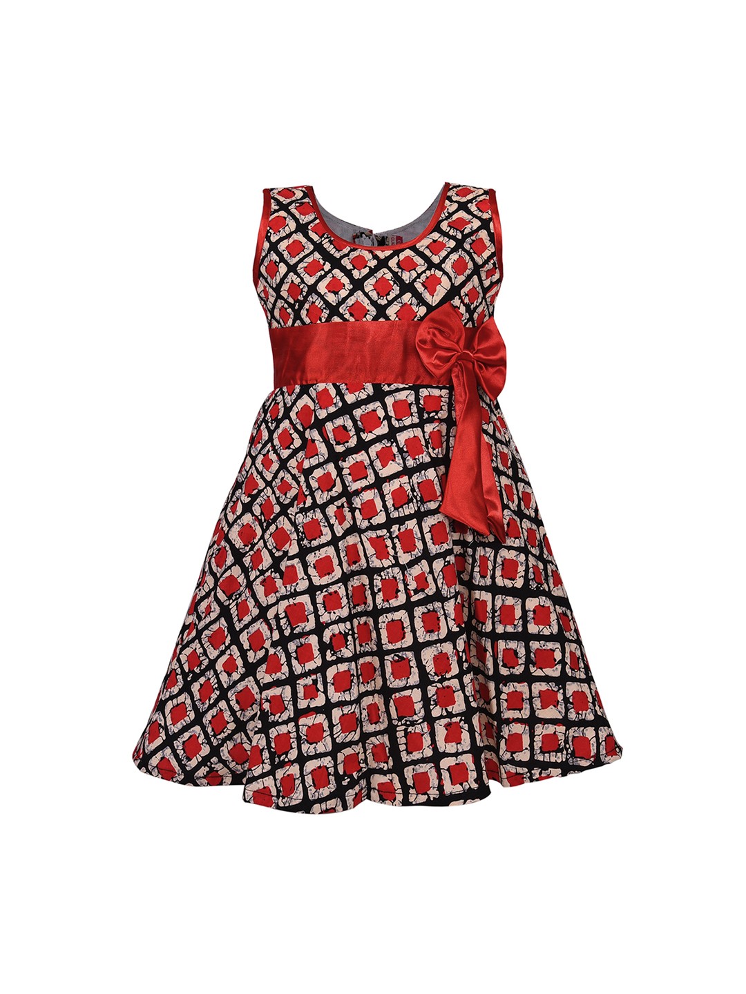 

Wish Karo Girls Red & Black Printed Fit and Flare Dress
