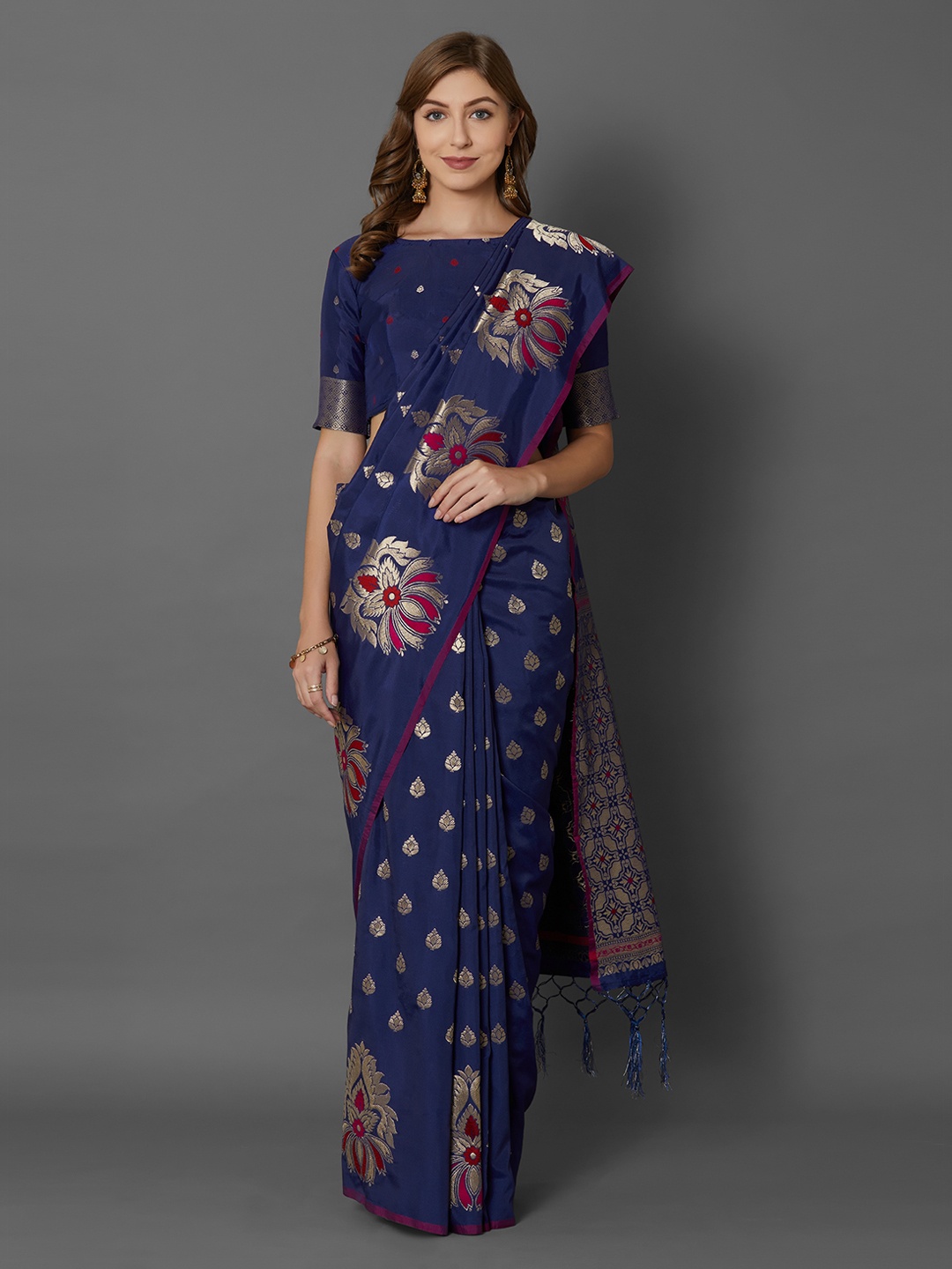 

Mitera Blue Woven Design Banarasi Saree