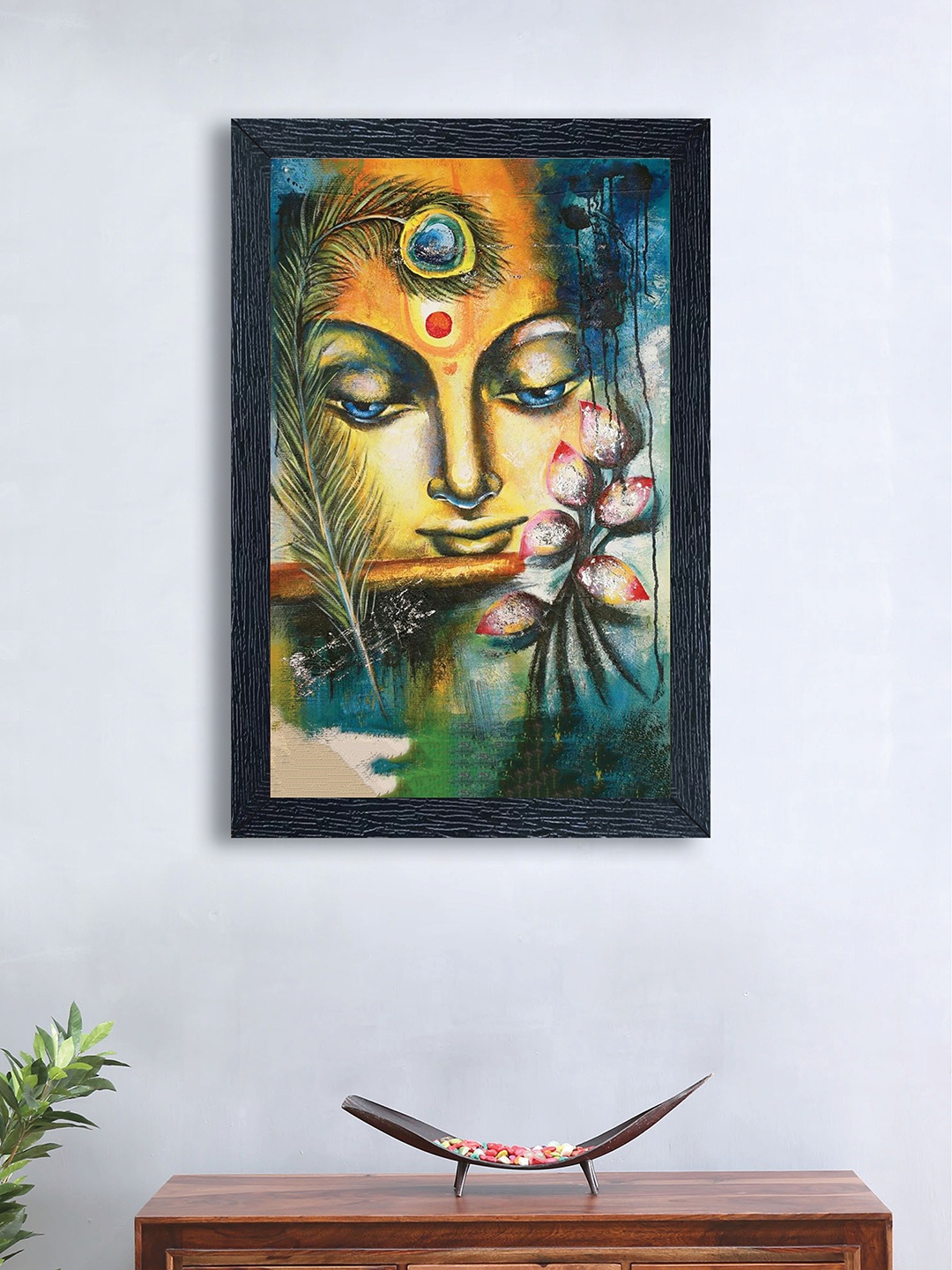 

nest ART Multicoloured Synthetic Wood Lord Krishna Wall Art, Multi