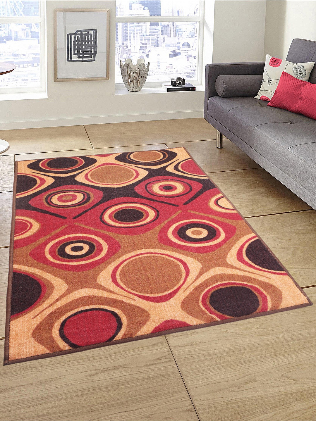 Status Multicoloured Printed Taba Taba Anti-Skid Carpet, Multi