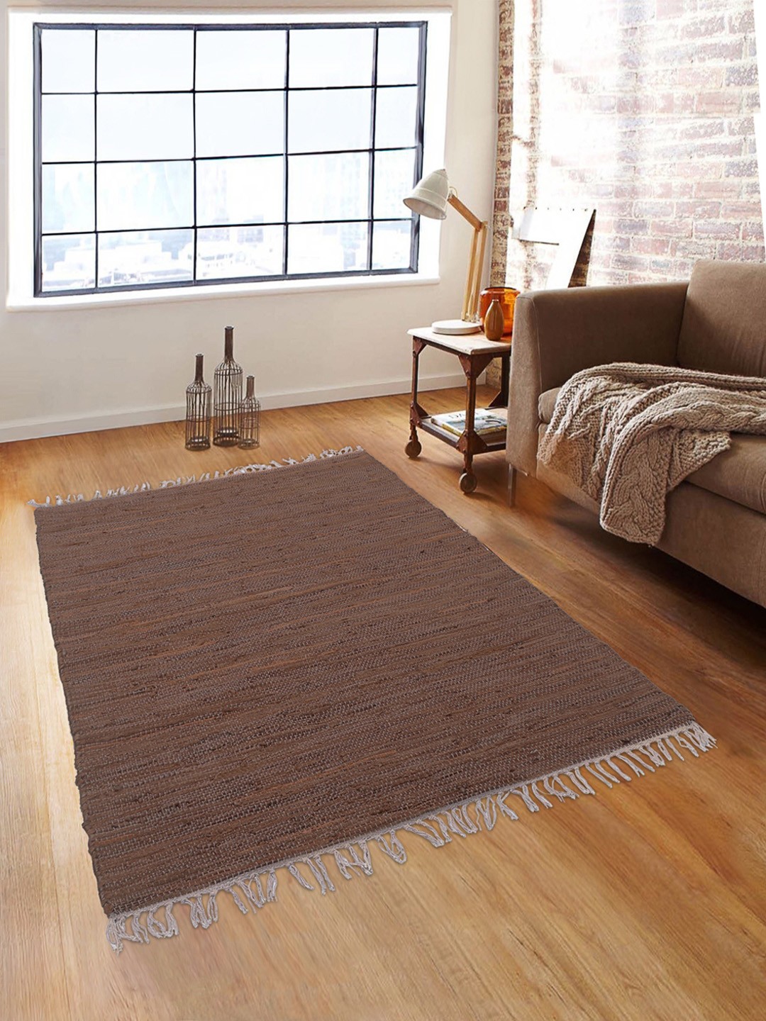 

ROMEE Coffee Brown Solid Anti-Skid Dhurrie