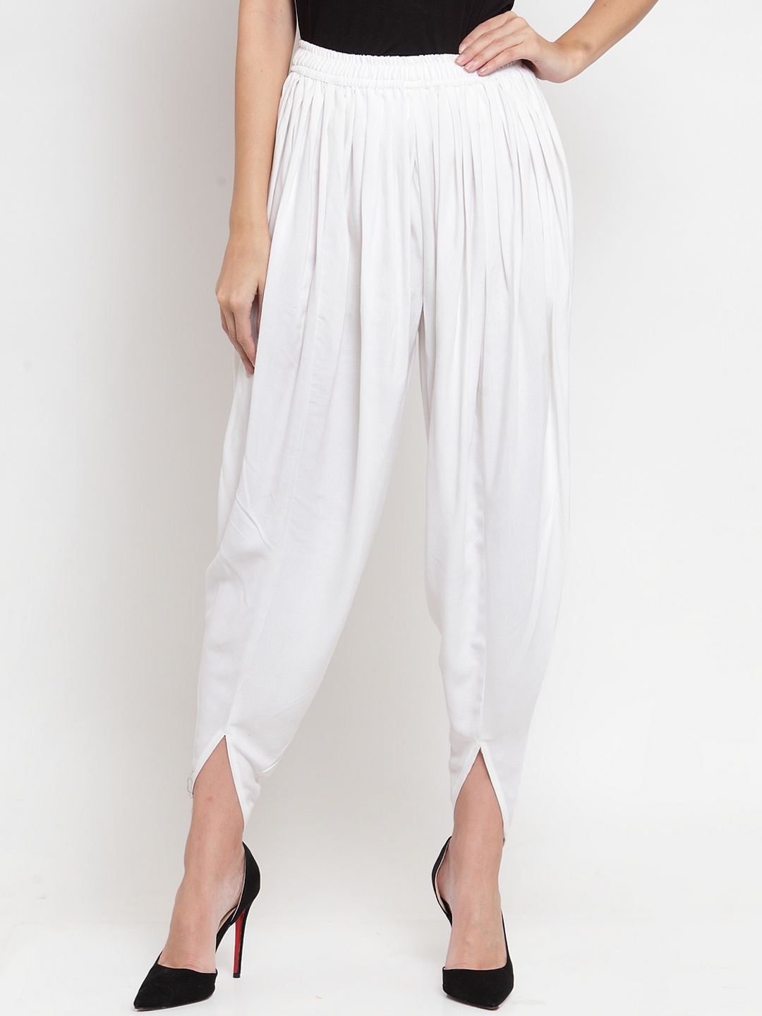 

Clora Creation Women White Solid Dhoti
