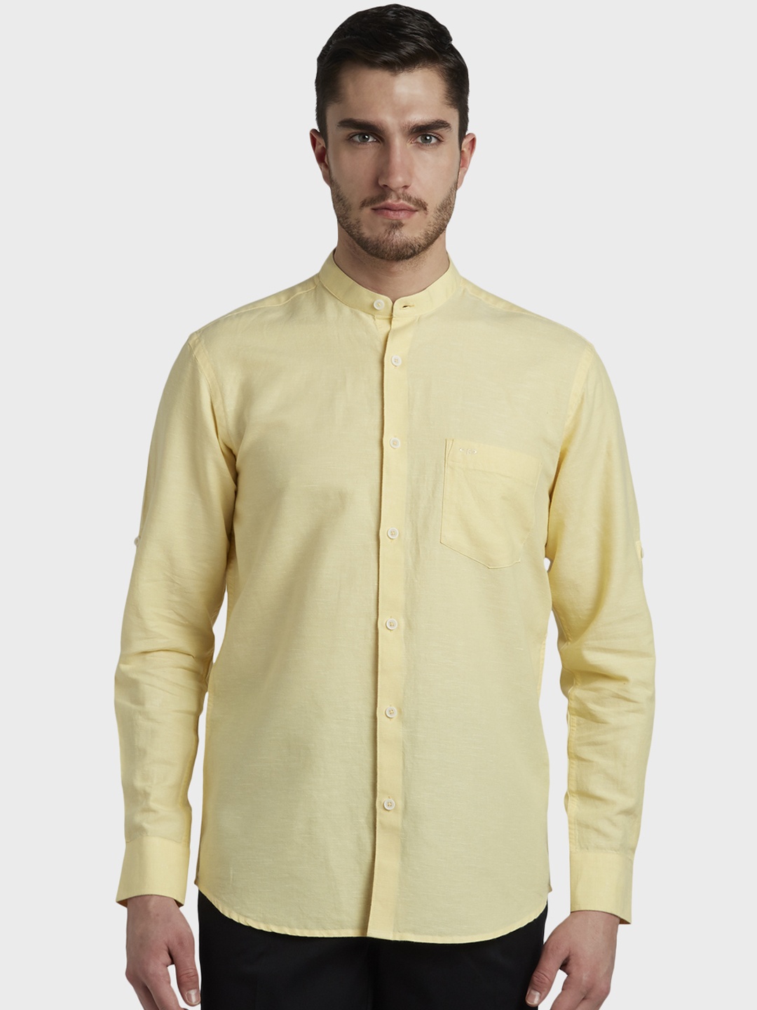

ColorPlus Men Yellow Tailored Fit Solid Casual Shirt