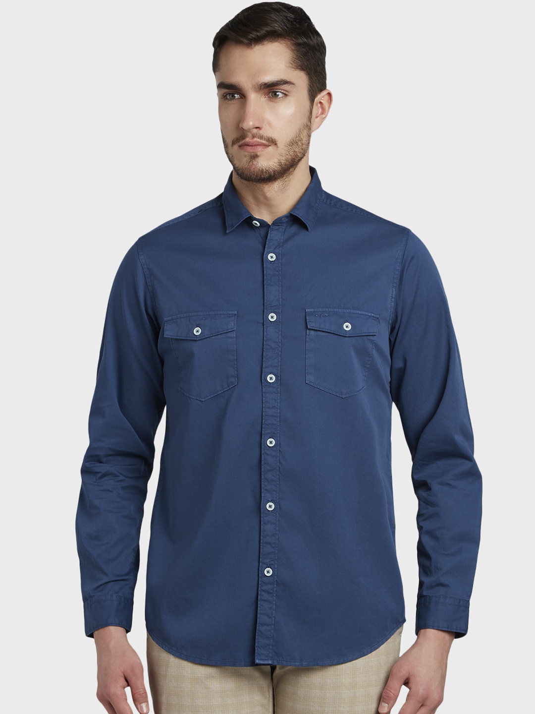 

ColorPlus Men Blue Regular Fit Solid Casual Shirt