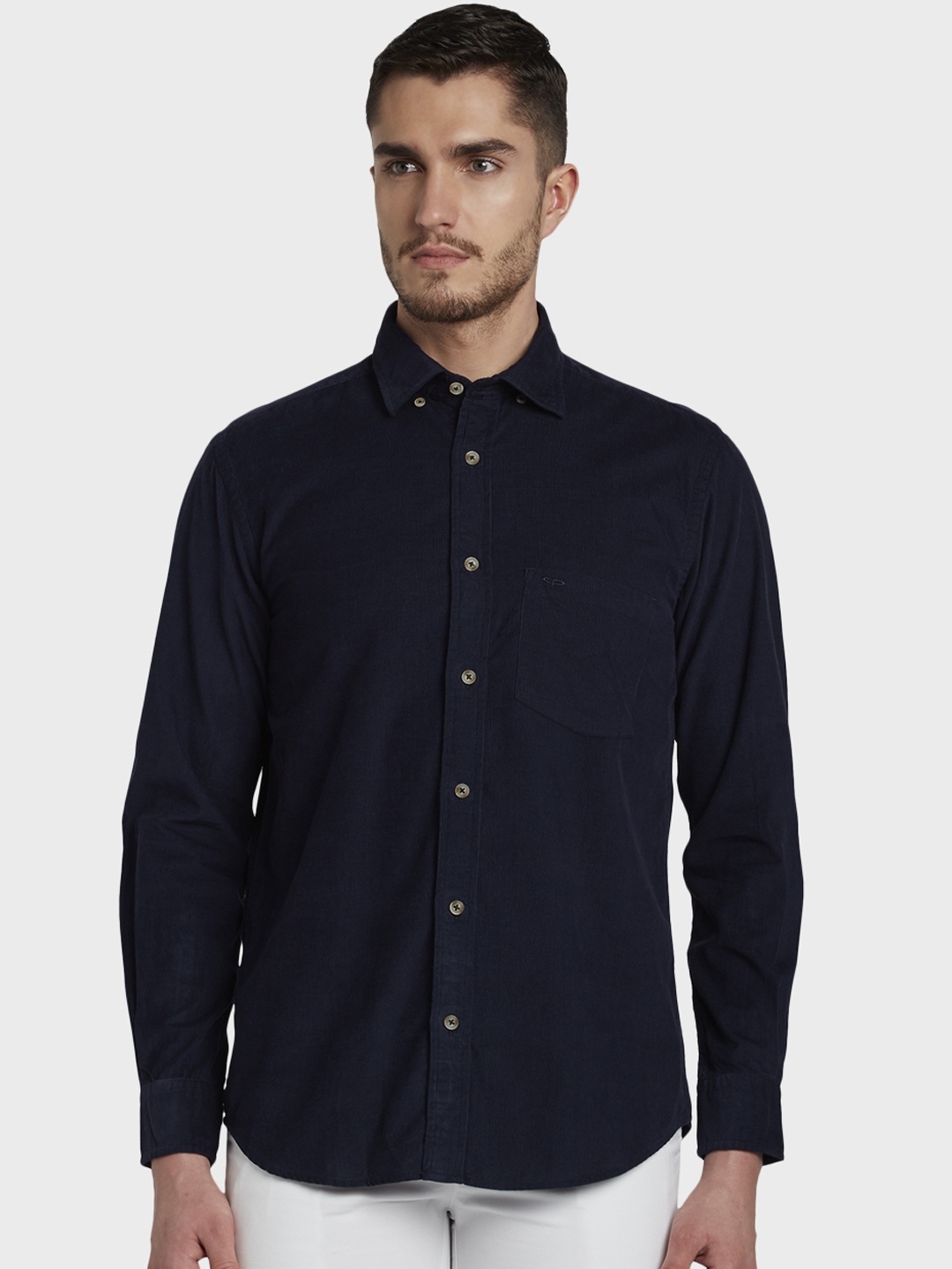 

ColorPlus Men Navy Blue Tailored Fit Solid Casual Shirt