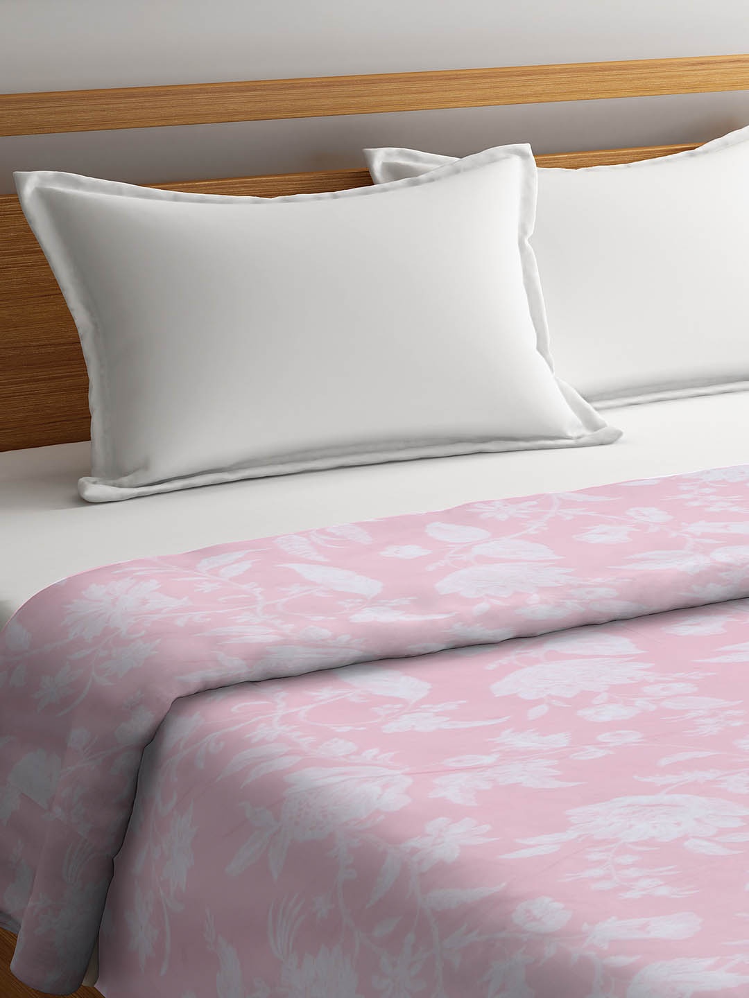 

MYTRIDENT Pink White Floral Print Reversible Mild Winter 90 GSM Double Bed Dohar