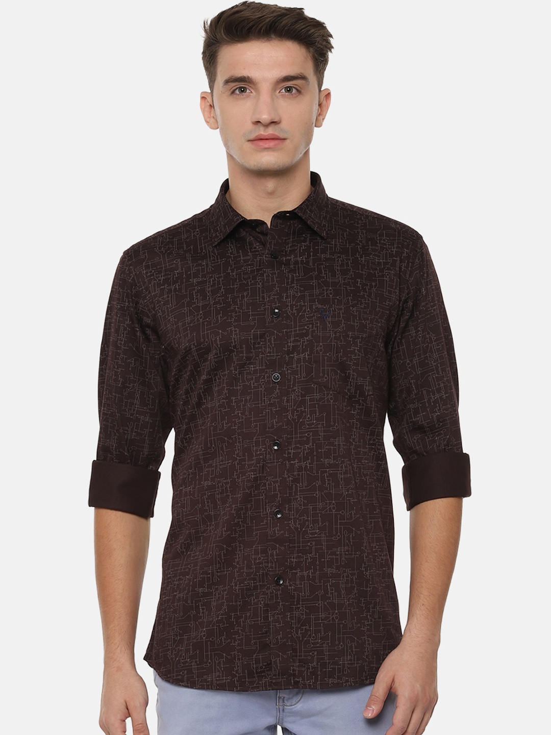 

Allen Solly Men Brown Slim Fit Printed Casual Shirt