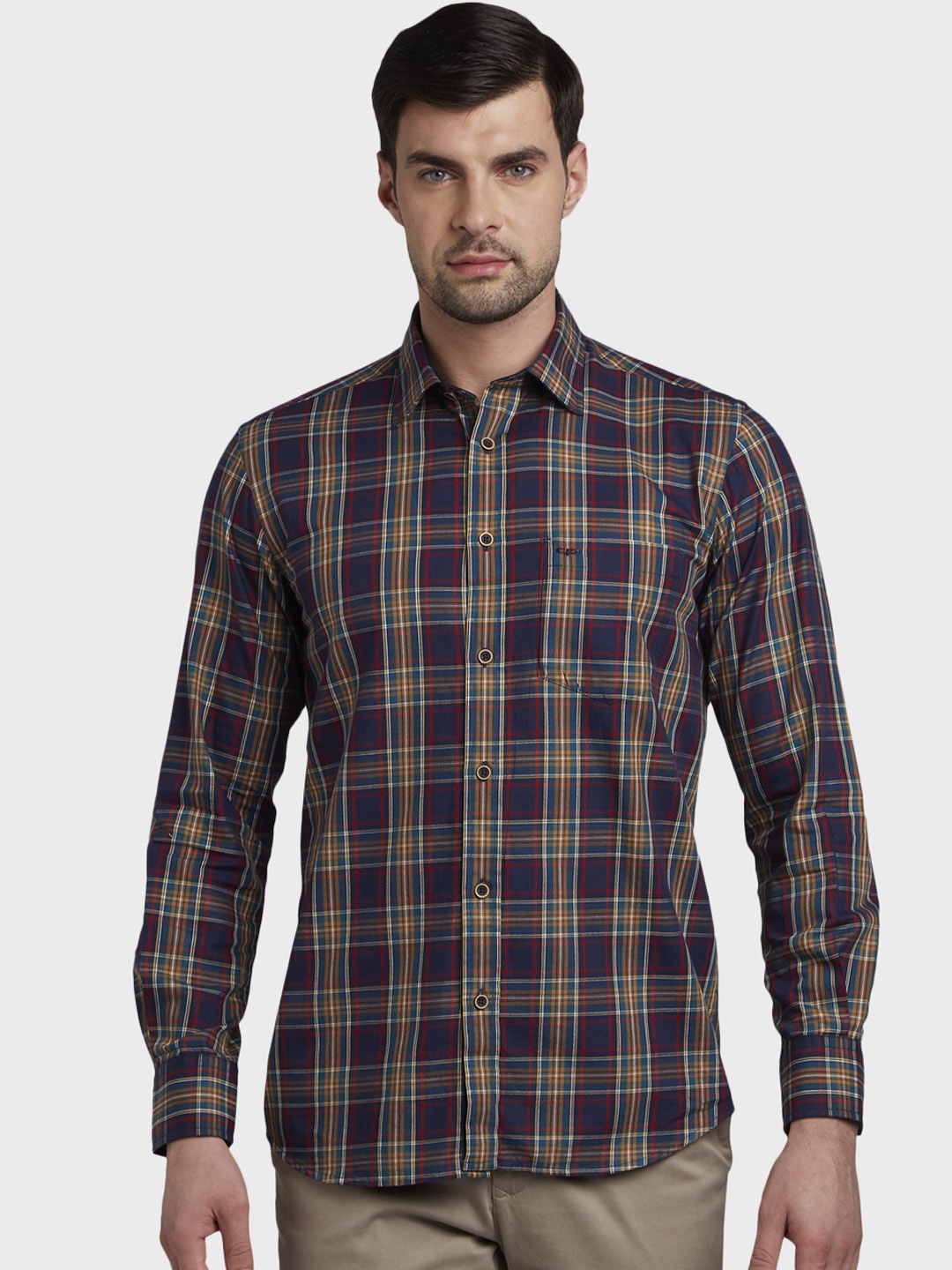

ColorPlus Men Blue & Red Tailored Fit Checked Casual Shirt