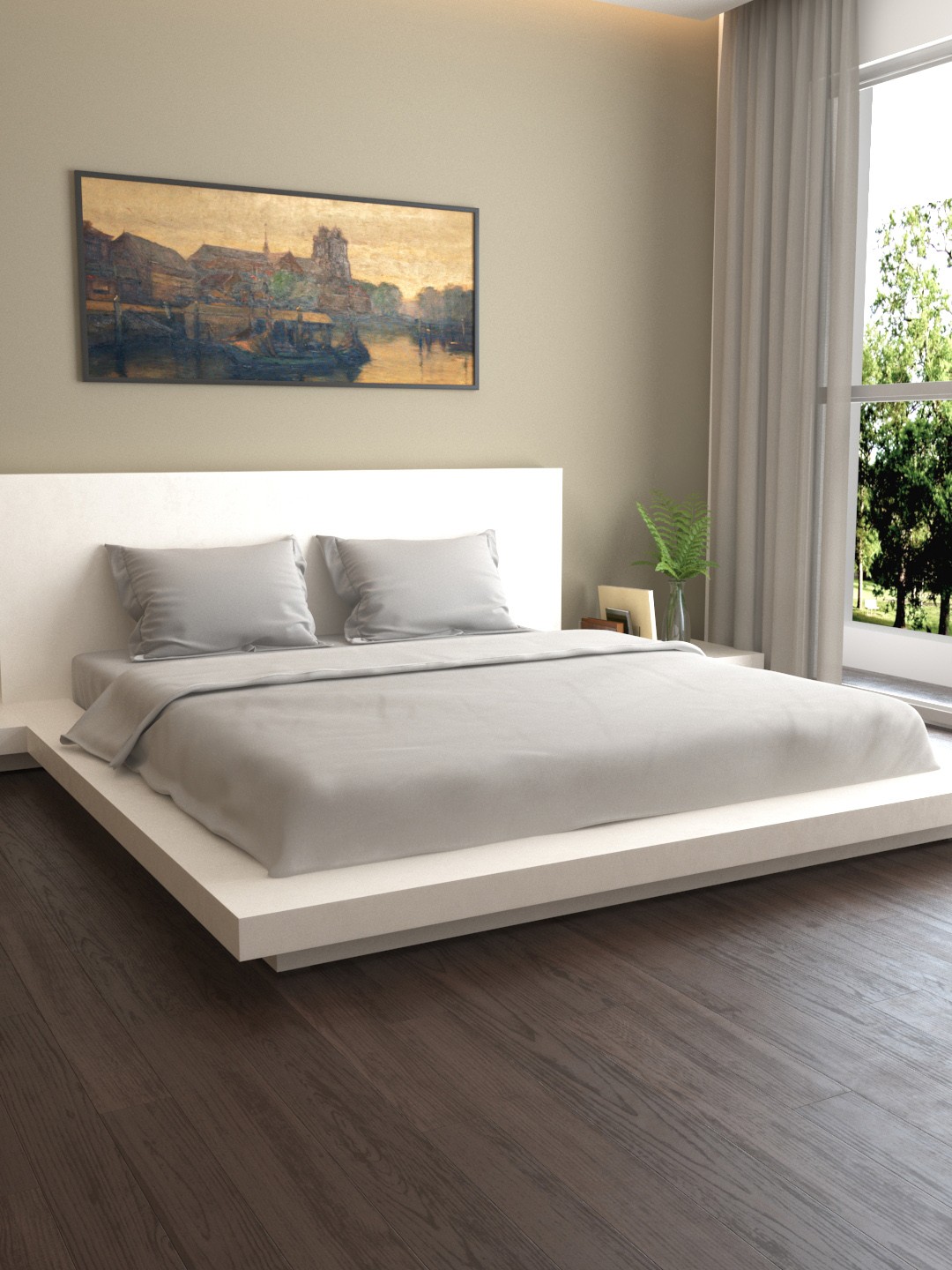 

MARK HOME Silver-Toned Solid 400TC Double Bed Duvet Cover