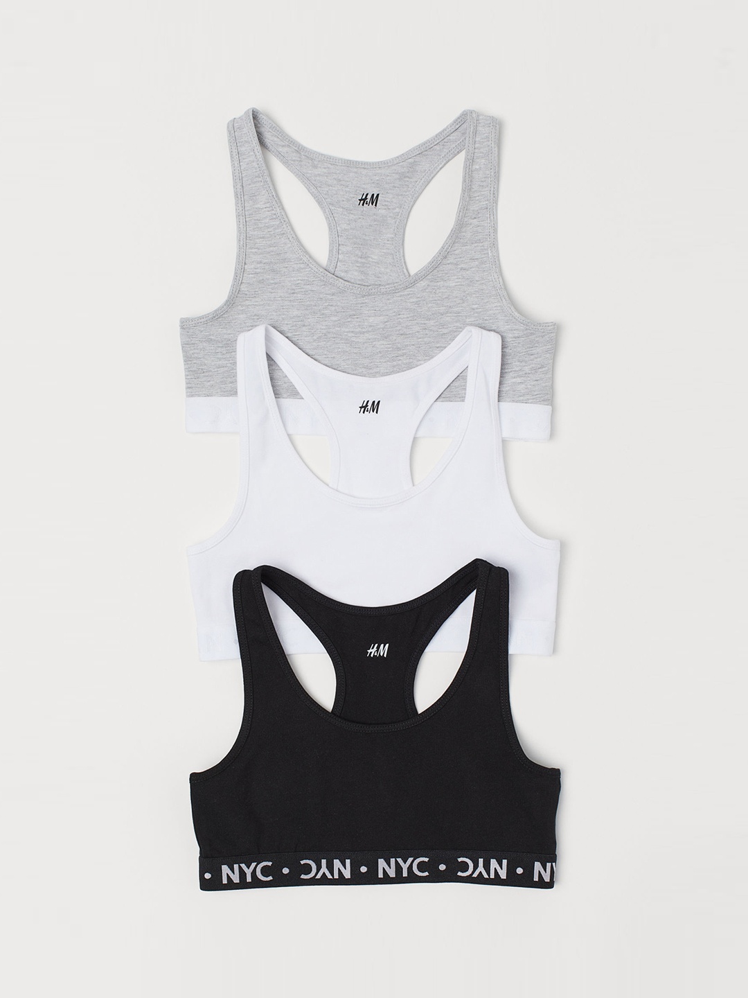

H&M Girls 3-pack tops, Grey