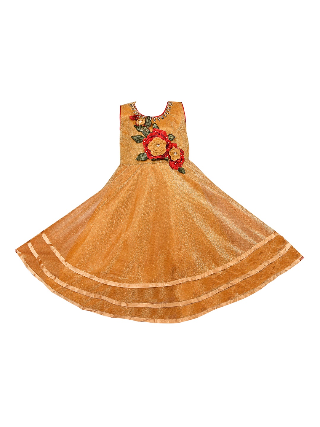 Wish Karo Girls Gold-Toned Fit and Flare Dress