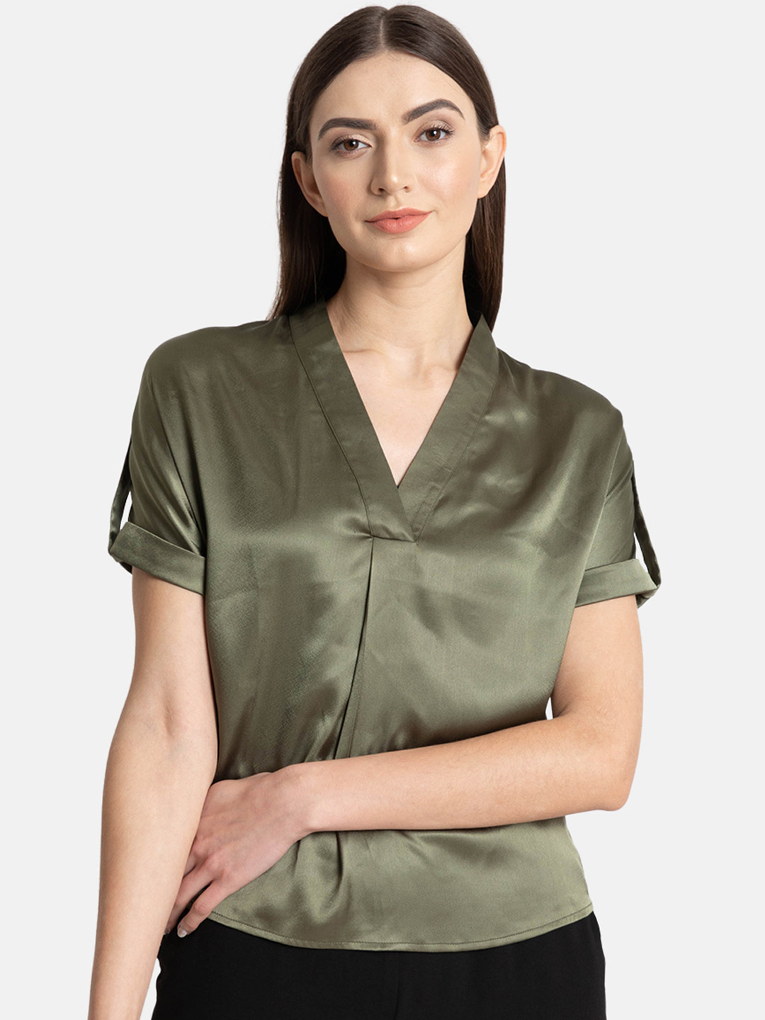 

Kazo Women Olive Green Solid Top