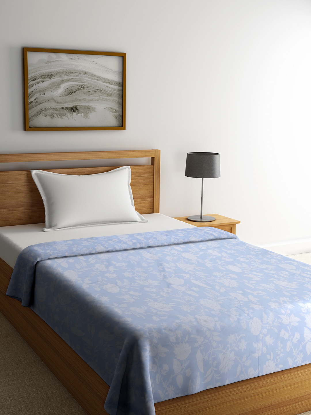 MYTRIDENT Blue Floral Mild Winter 90 GSM Single Bed Dohar