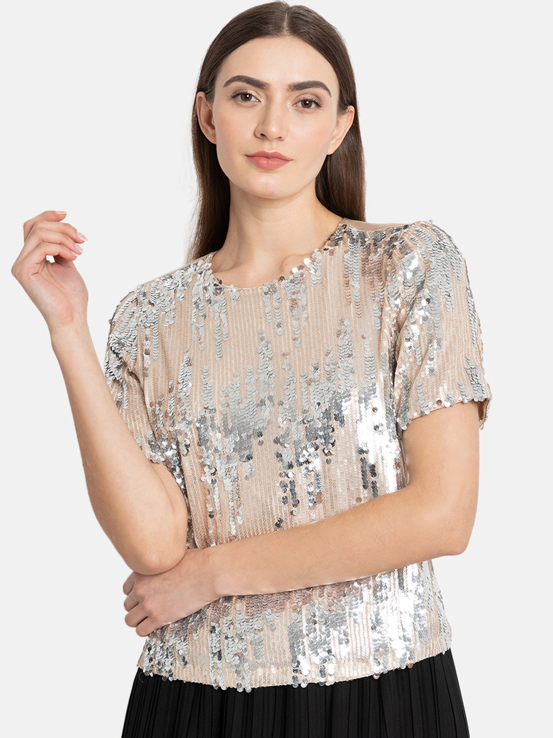

Kazo Women Beige Embellished Top