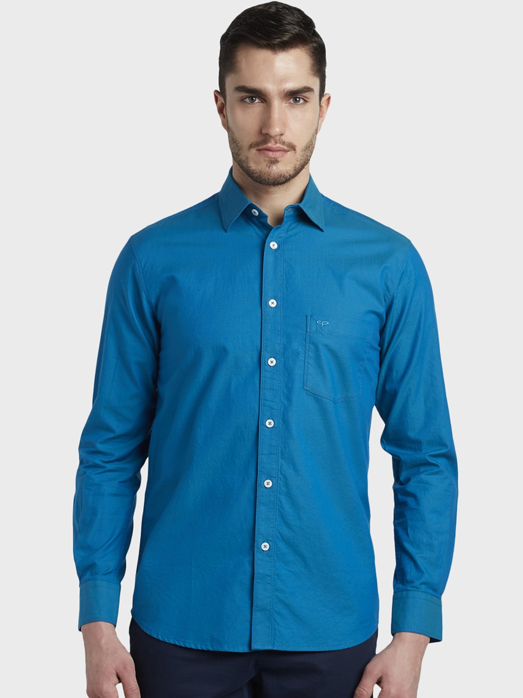 

ColorPlus Men Blue Tailored Fit Solid Casual Shirt