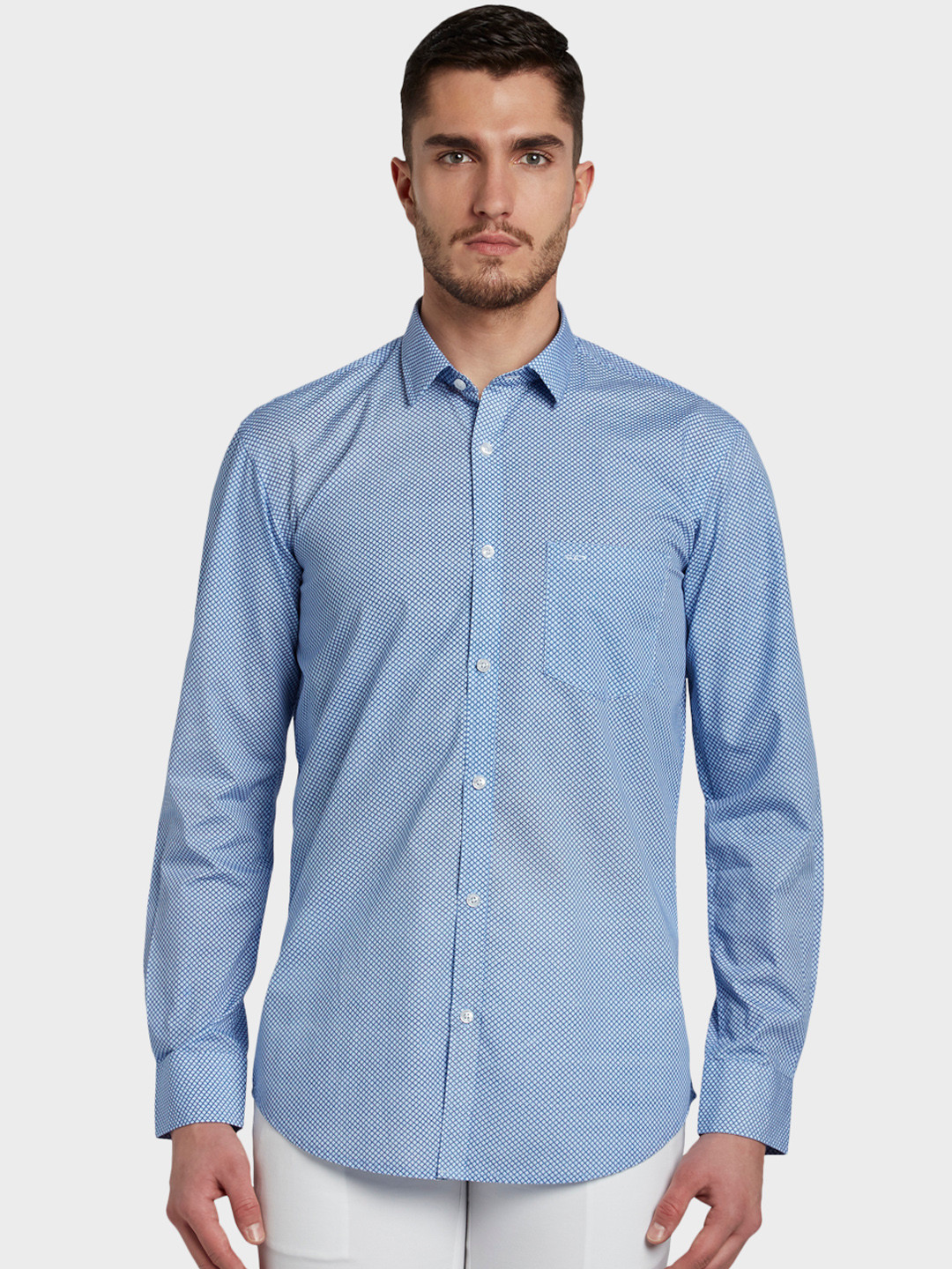 

ColorPlus Men Blue Tailored Fit Printed Casual Shirt