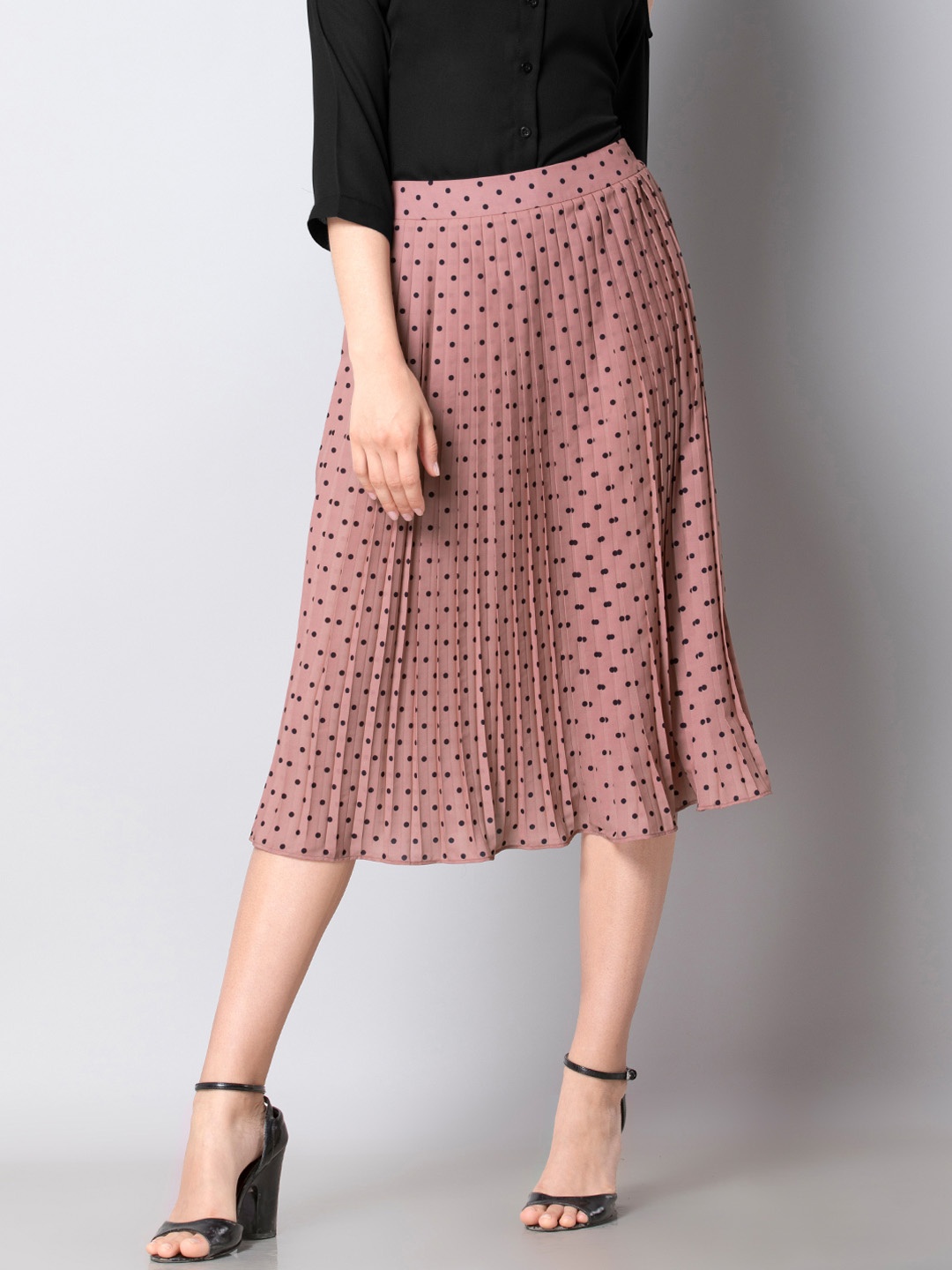 

FabAlley Women Pink Printed Midi Skirt