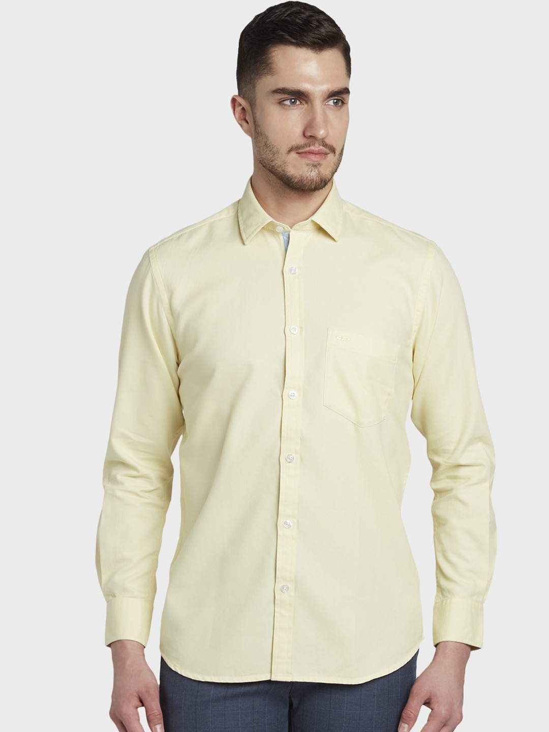 

ColorPlus Men Yellow Tailored Fit Self Design Casual Shirt
