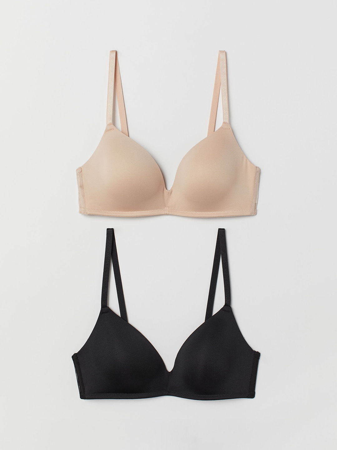 

H&M Women 2-Pack Non-Wired Bras 0557994003, Black