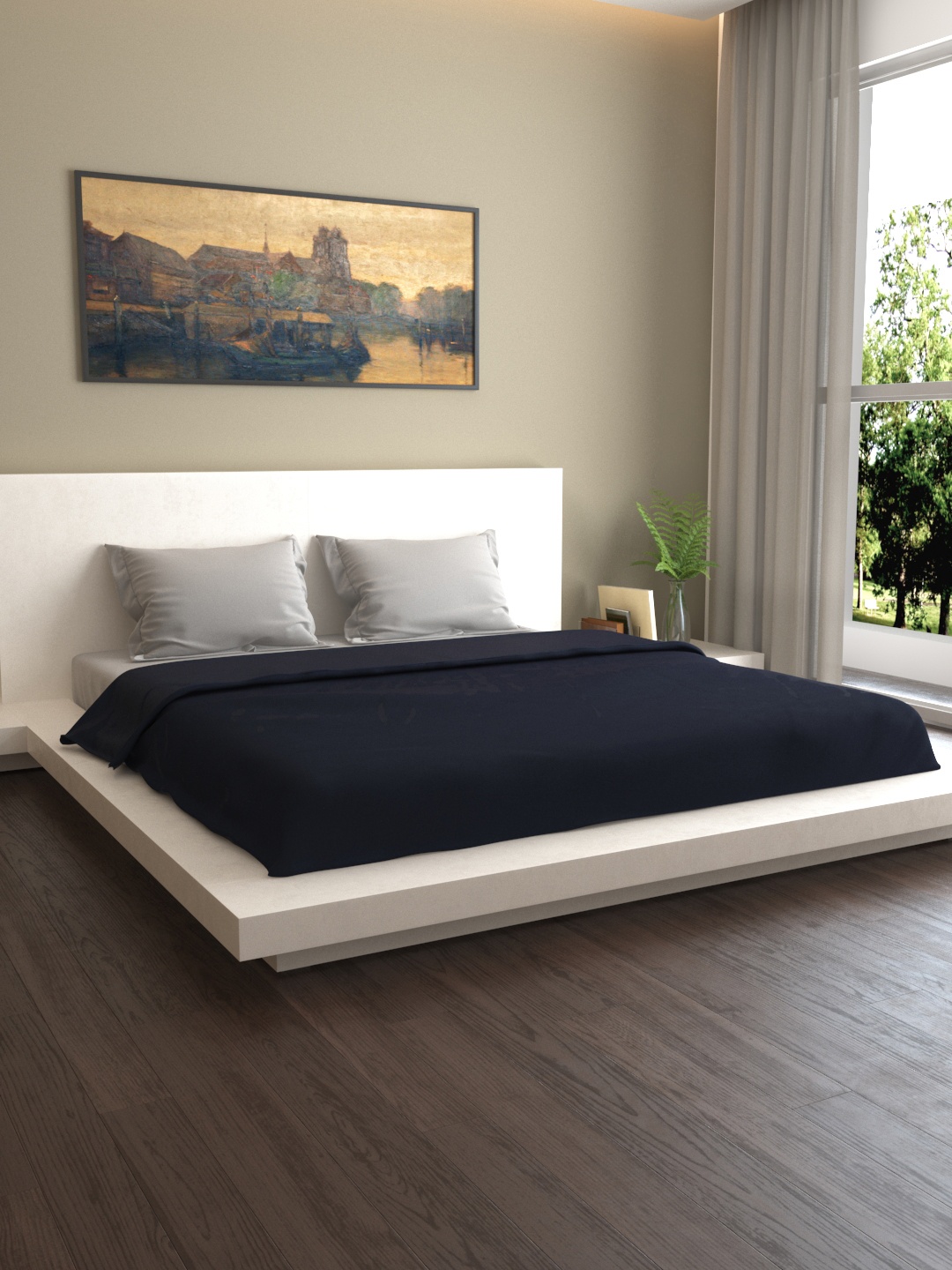 

MARK HOME Black Solid 400TC Double Bed Duvet Cover
