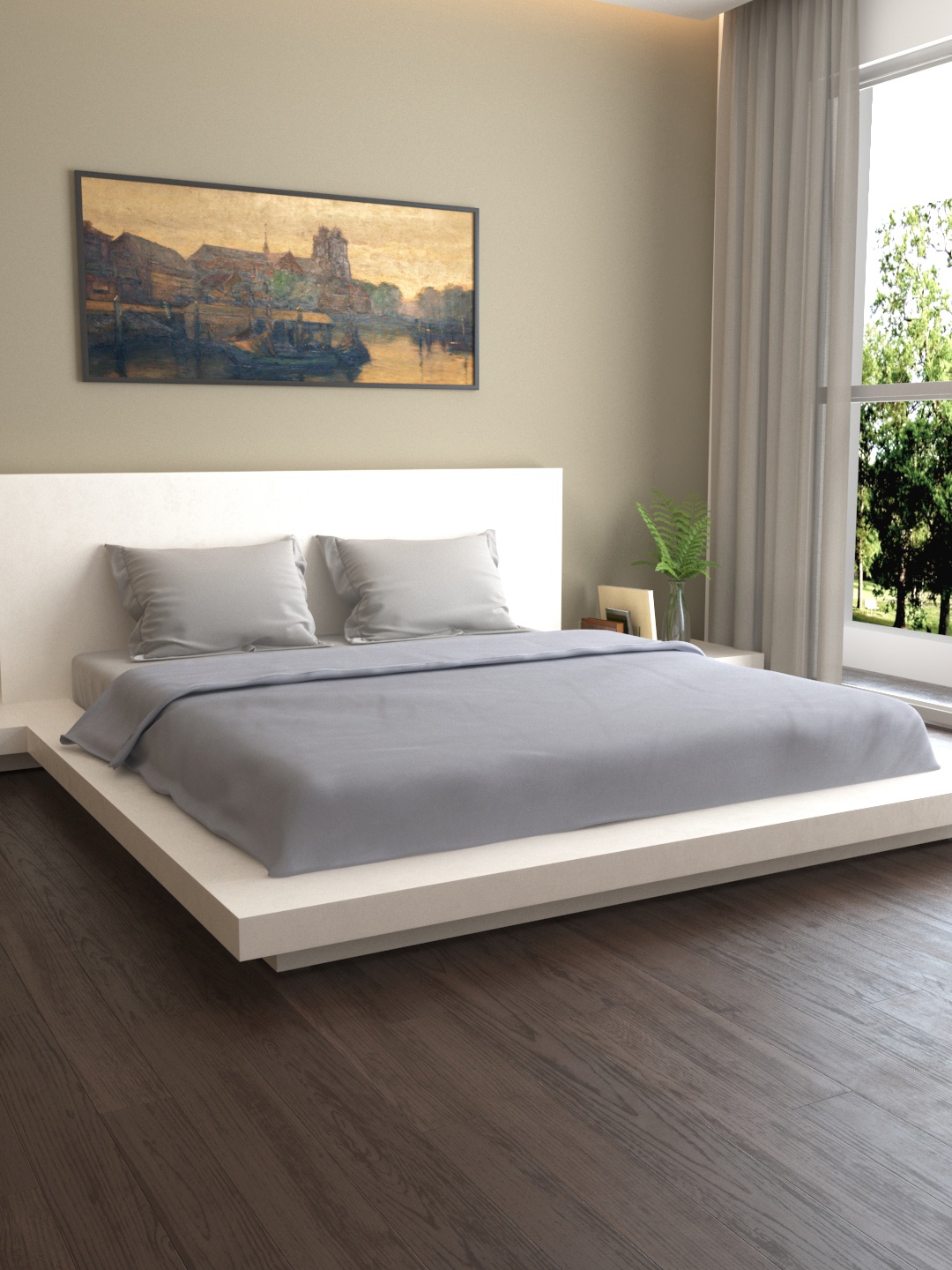 

MARK HOME Grey Solid 400 TC Double Bed Duvet Cover