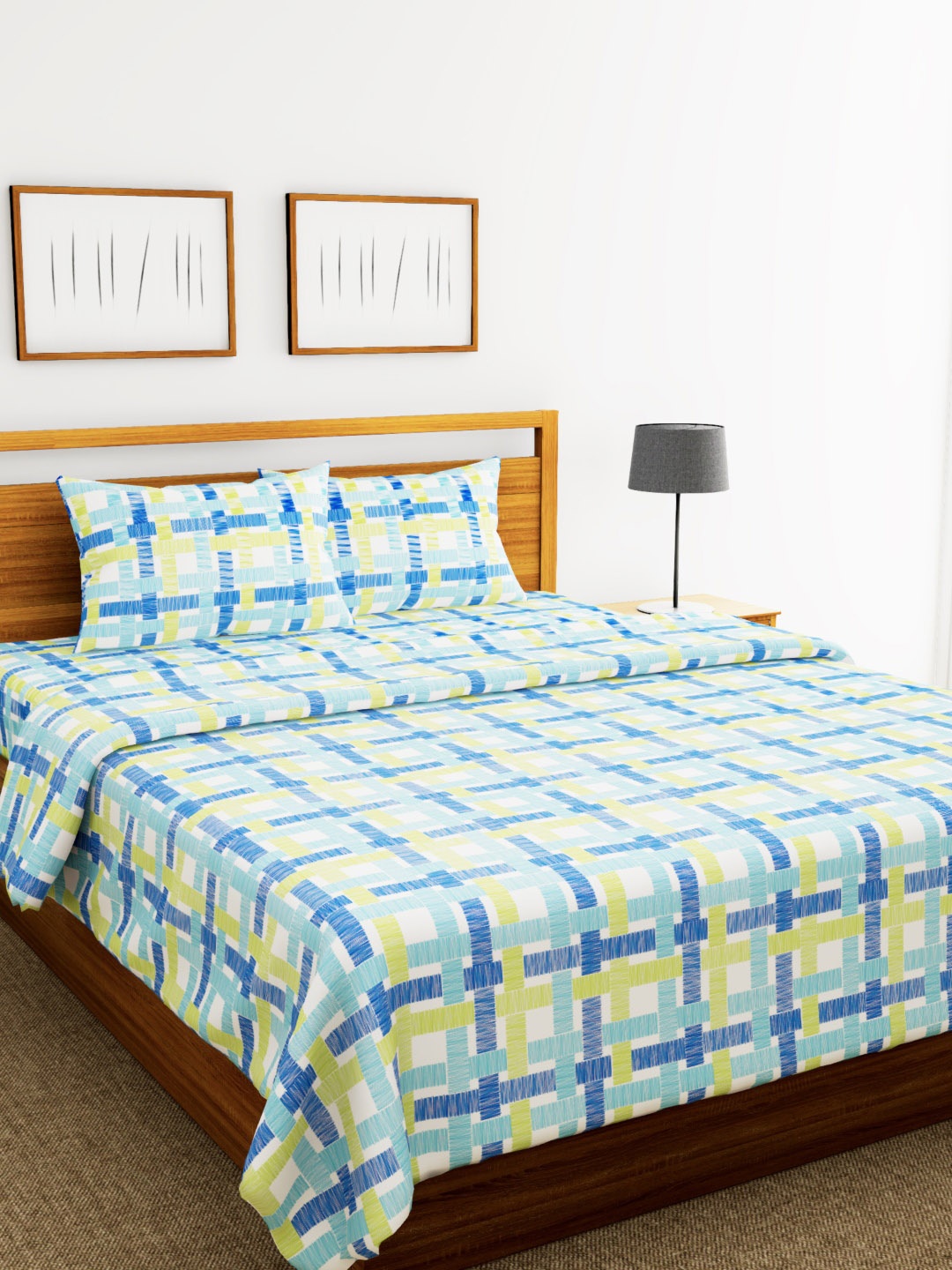 

BIANCA Blue & White Checked Bedding Set with Comforter
