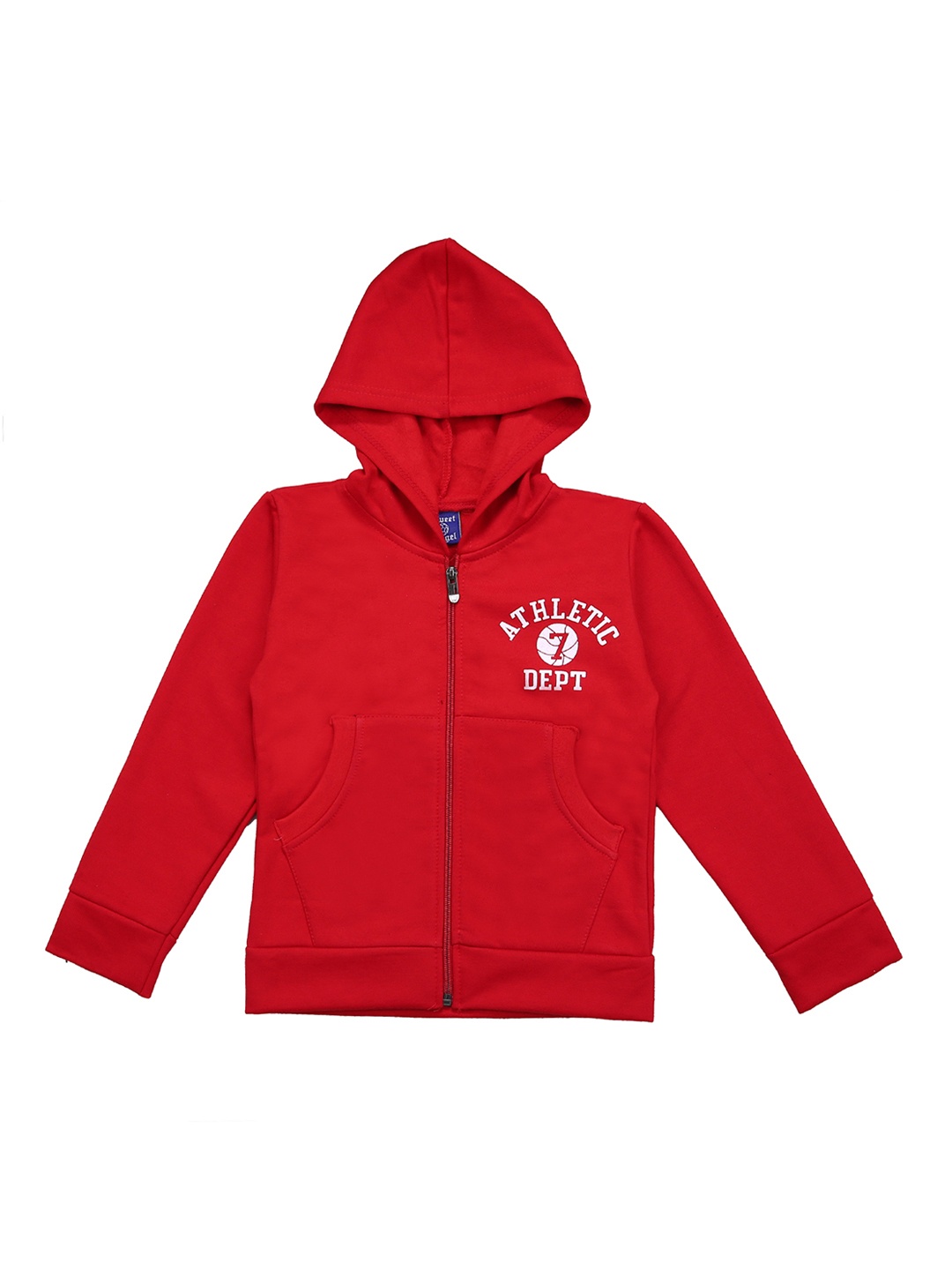 SWEET ANGEL Kids Red Solid Hooded Sweatshirt