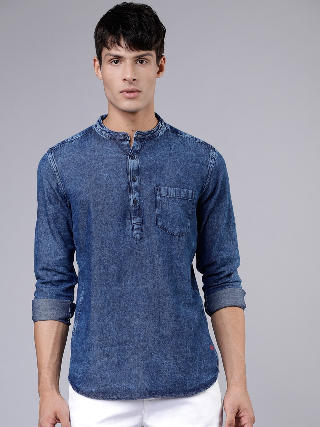

LOCOMOTIVE Men Blue Slim Fit Faded Casual Shirt