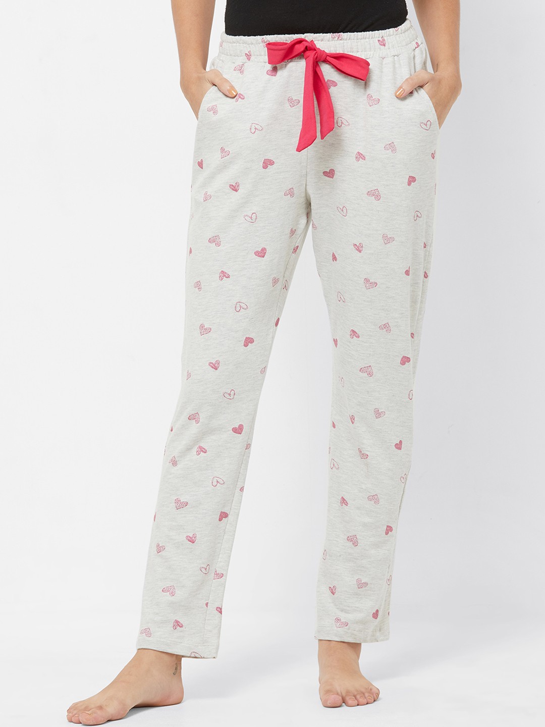 

Mystere Paris Women Grey & Pink Printed Lounge Pants G414B