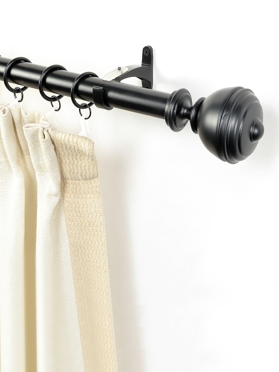 Deco Window Black Iron Curtain Rod With Brackets & Finials