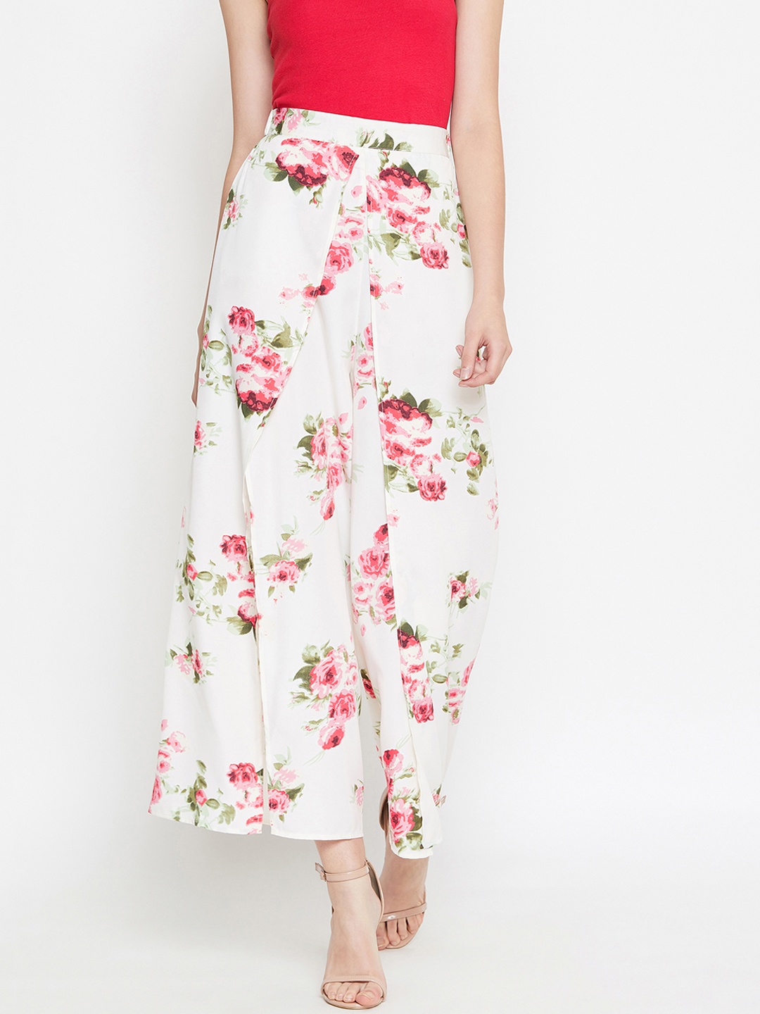 

PURYS Women Off-White Smart Loose Fit Printed Culottes