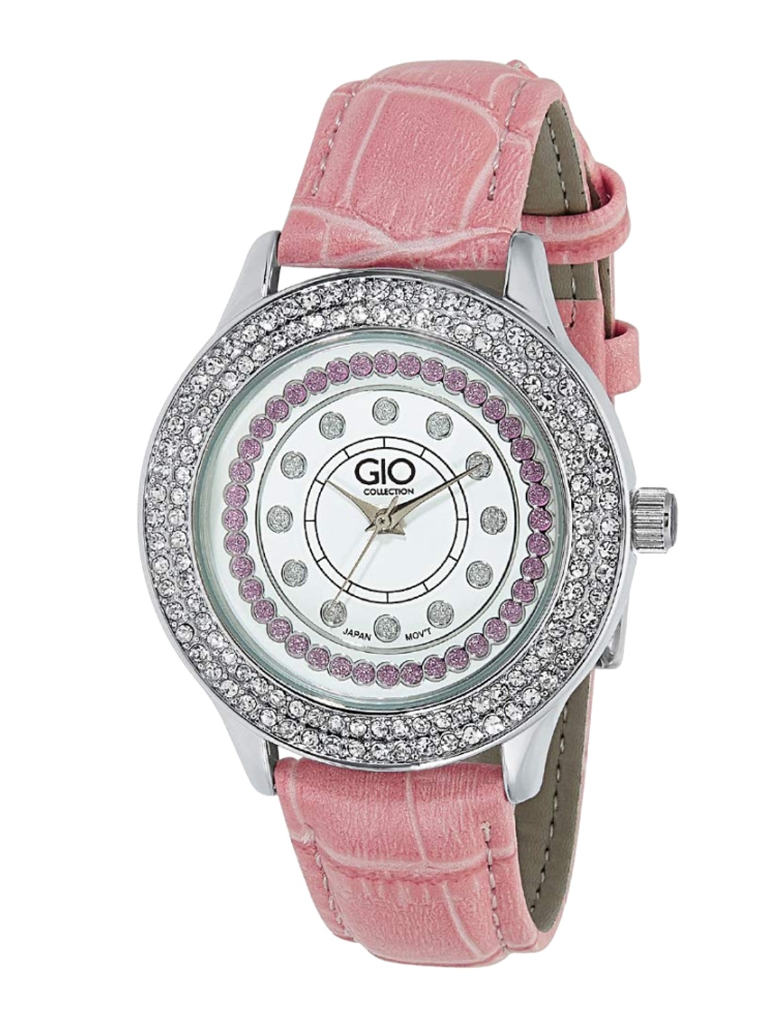 

GIO COLLECTION Women Silver-Toned Embellished Analogue Watch G0024-02X, White