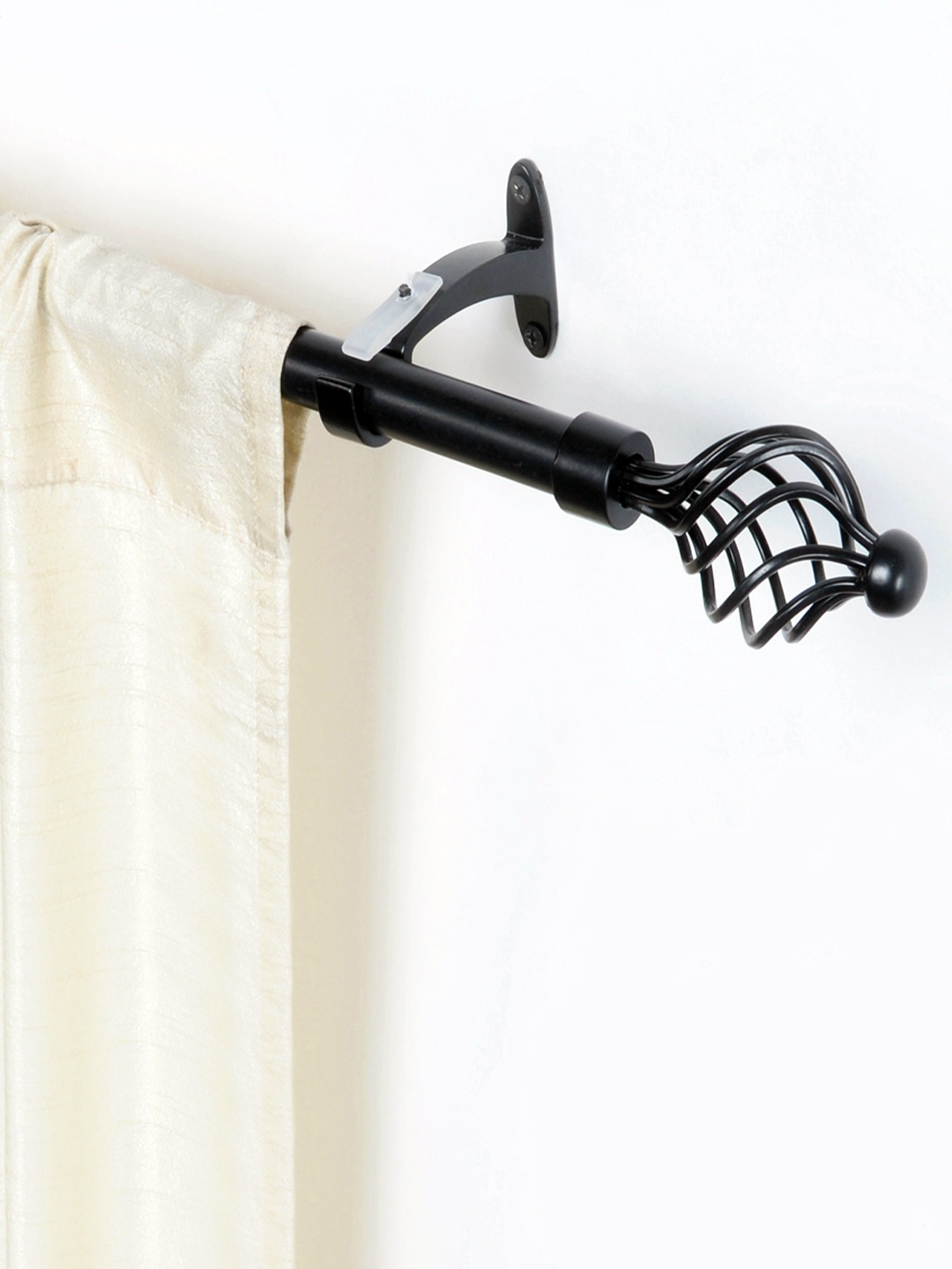 

Deco Window Black Iron Curtain Rod With Brackets & Finials