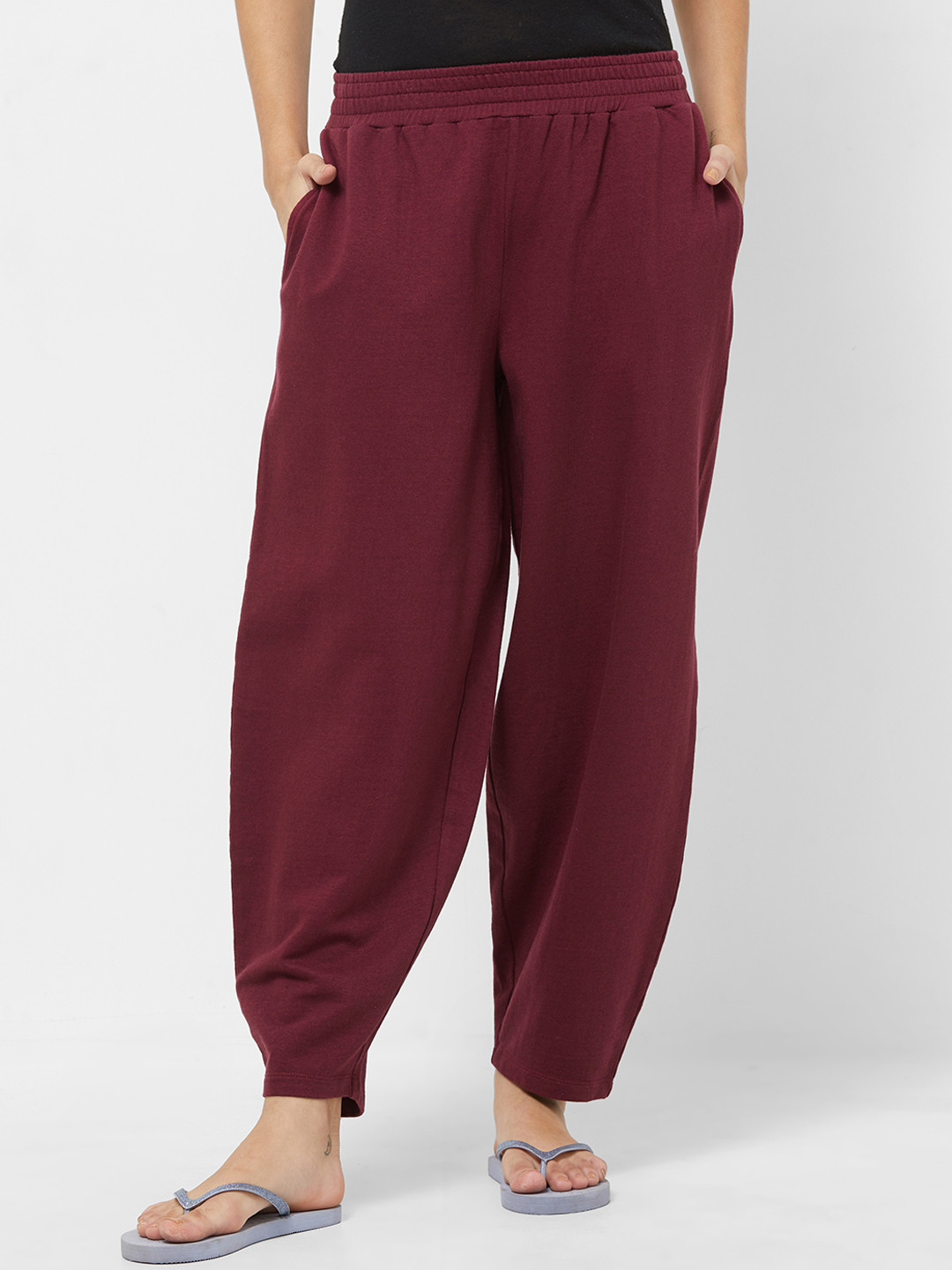 

Mystere Paris Women Maroon Solid Lounge Pants G411D